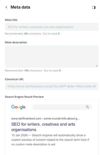 Example of ghost Meta Data inputs needed