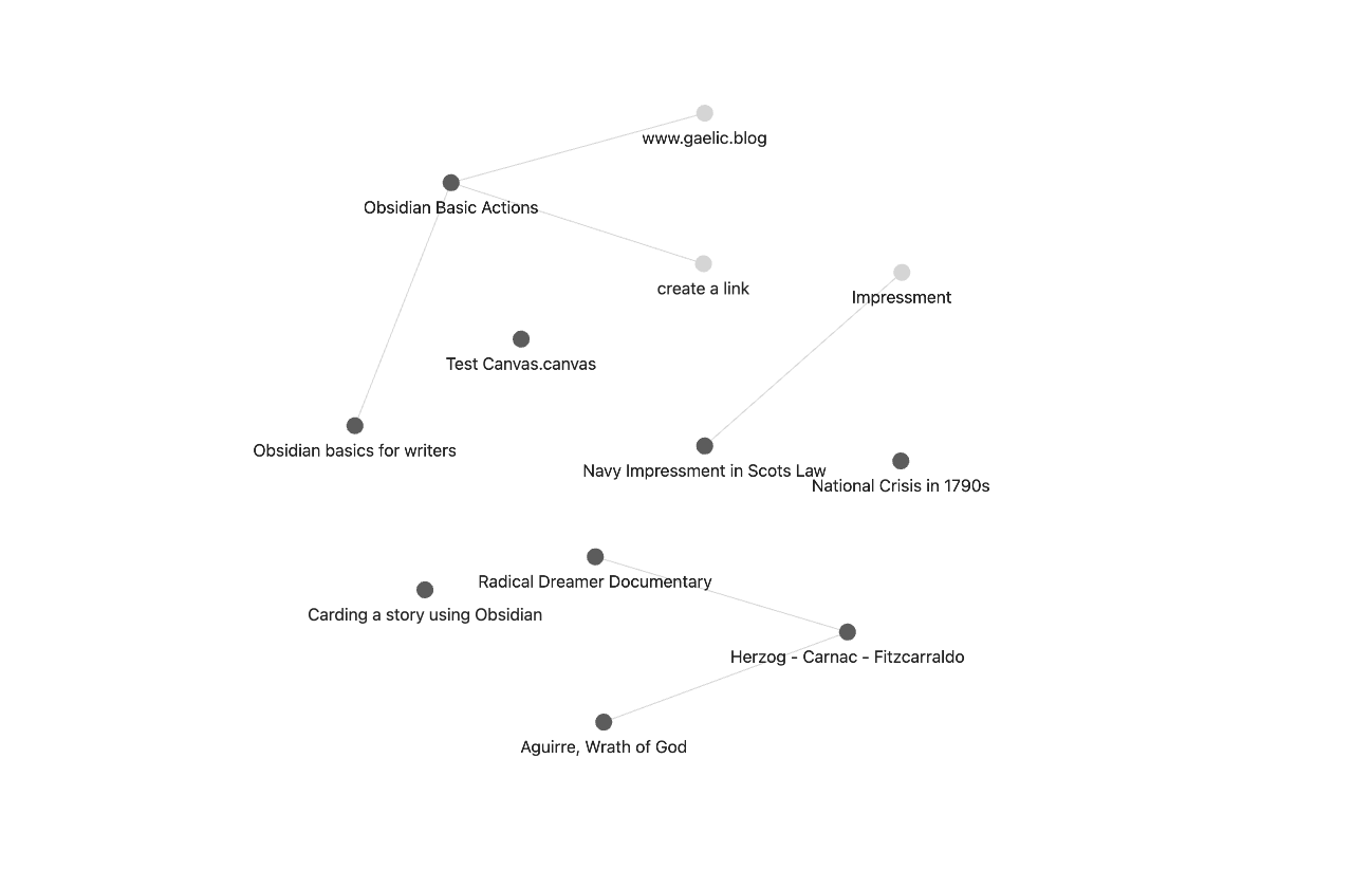 Example of Obsidian graph view (small number of nodes)